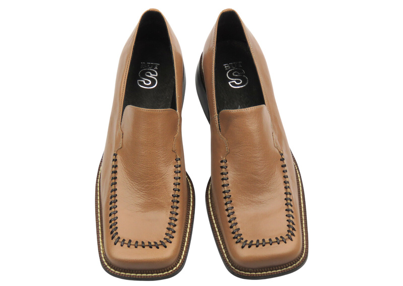 Dámské polobotky z přírodní kůže - But-S C038A, hnědé