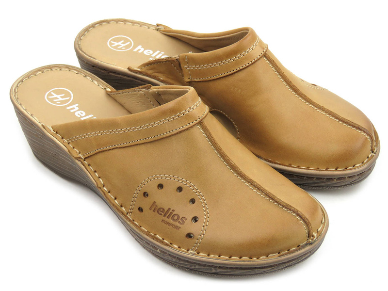 Pohodlné dámské sandály na klínku - HELIOS Komfort 624, světle hnědé 2