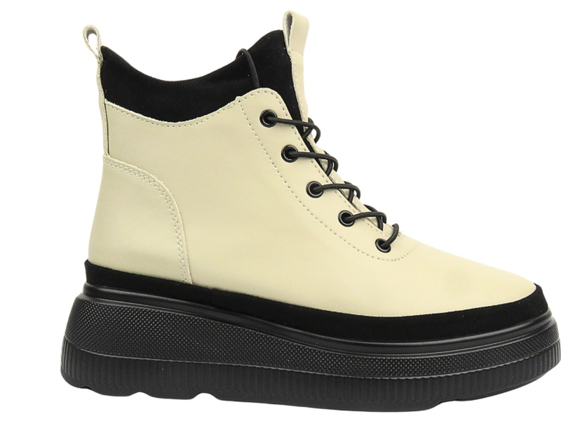 Kožené dámské kotníkové boty na platformě - Filippo DBT4146/23, černé