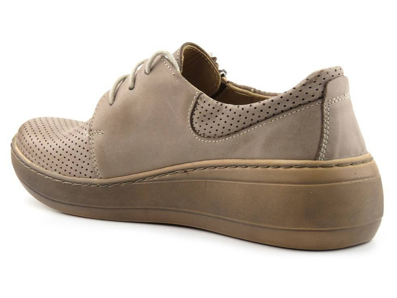 Dámské kožené boty se silnou podrážkou - Helios Komfort 328S, béžová