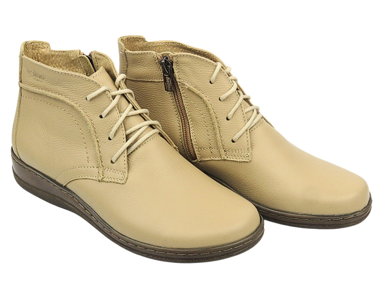 Pohodlné boty, dámské boty z měkké kůže - HELIOS Comfort 612-2 Ecru 3