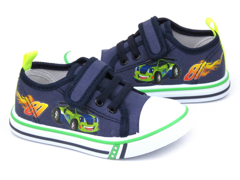 Dětské tenisky se závodním autem - American Club TEN 104/23, tmavě modrá