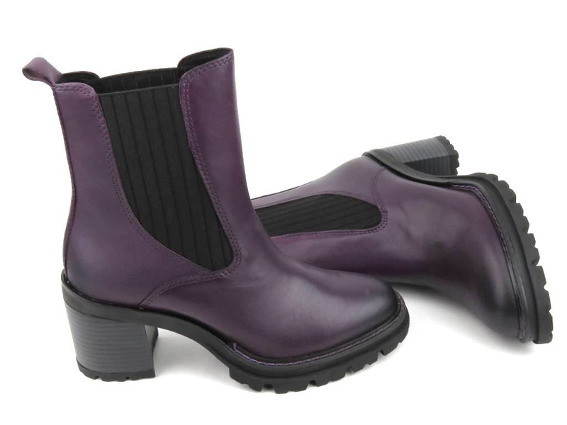 Vysoké, kožené dámské kotníkové boty - MARCO TOZZI 504 -M2582841, fialové