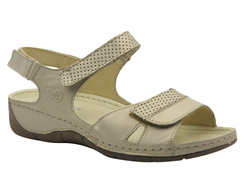 Pohodlné dámské kožené sandály zlaté Helios Komfort 106