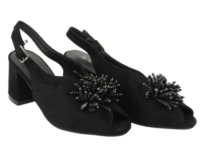 Elegantní dámské sandály na podpatku – Potocki 25-12621, černé