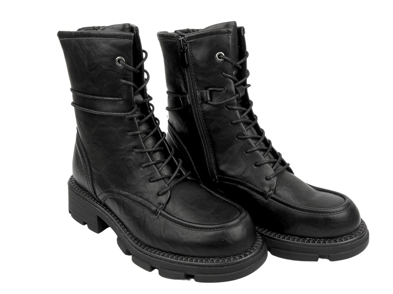 Venezia Dámské kožené boty W027LEBLOBB008 Black Zipped