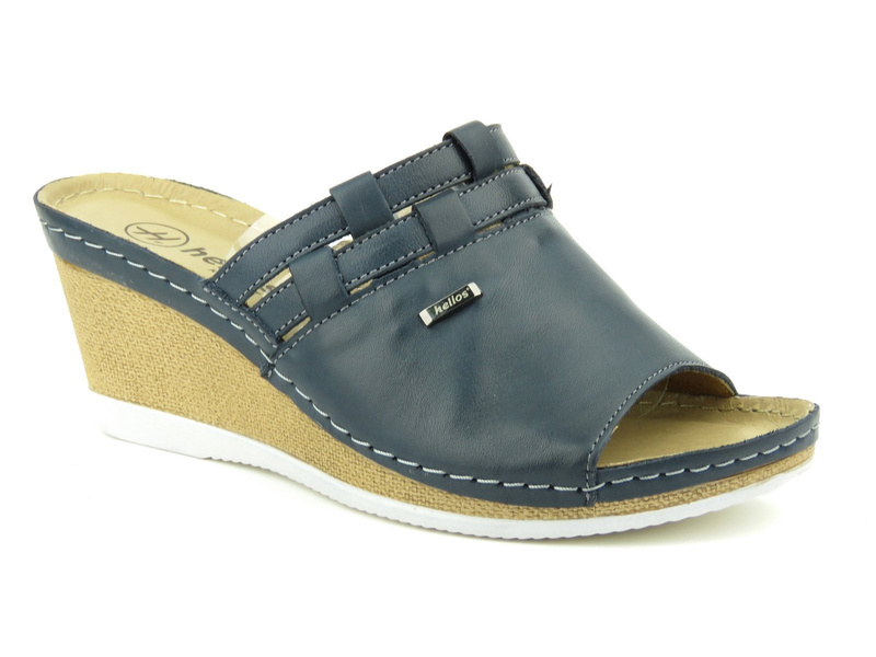 Pohodlné dámské sandály na klínku - Helios Komfort 276, tmavě modrá