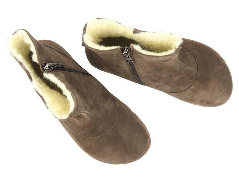 Pohodlné zateplené dámské barefoot kotníkové boty z přírodní kůže Nika Komfort 1466, hnědé