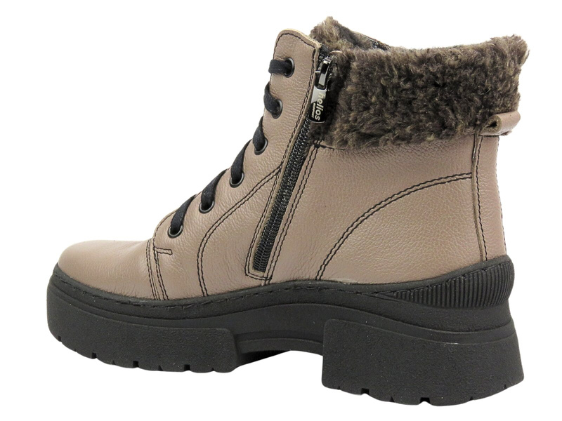 Pohodlné dámské kožené boty Helios Comfort 562-2S Brown Polsko Výroba