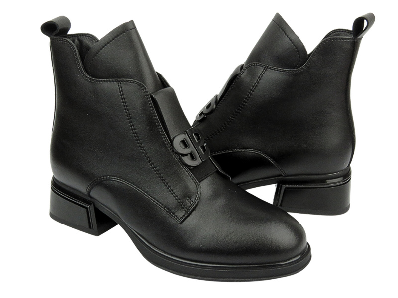 Zateplené dámské kotníkové boty - Potocki 23-12179, černé