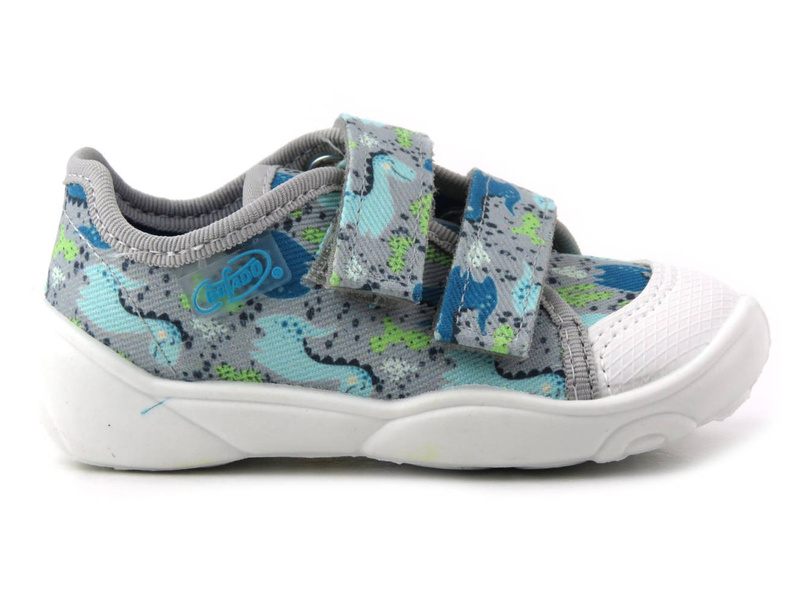 Dětské pantofle na suchý zip - BEFADO 907P156, šedé s dinosaury