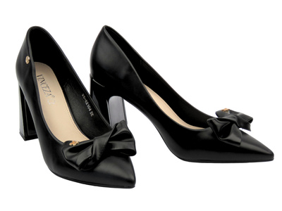 Lodičky na podpatku černé Vinceza 62104 s blokovým podpatkem