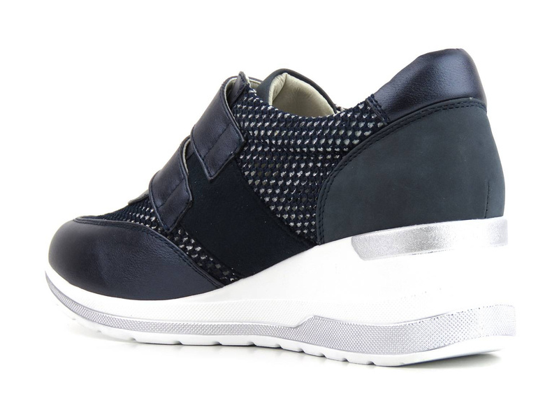 Dámské boty na klínku na suchý zip - WOJTYŁKO 22406G, tmavě modrá