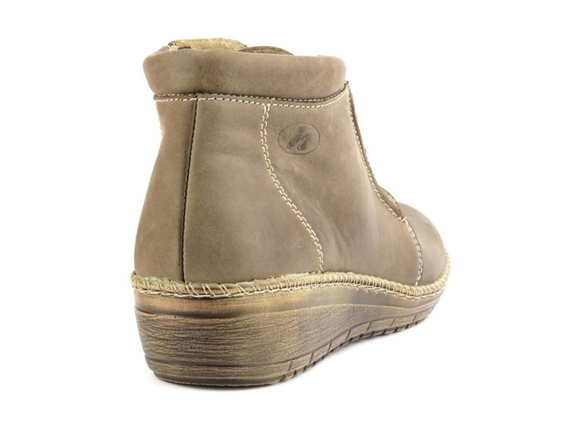 Dámské kotníkové boty z přírodní kůže - HELIOS Komfort 518-2, béžová tm.