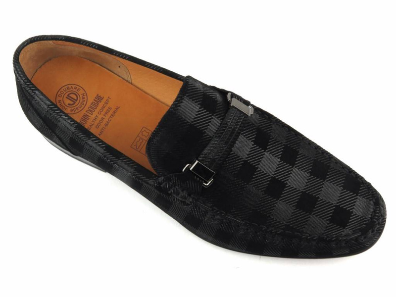 Elegantní pánské mokasíny JOHN DOUBARE 673A-15-H04, černé kostkované