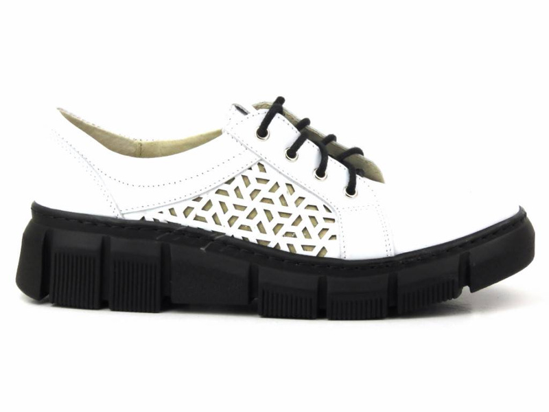 Pohodlná dámská kožená obuv - Helios Komfort 375S, bílá