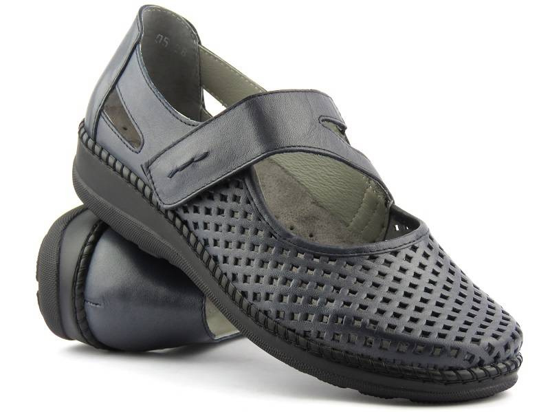 Dámské prolamované boty s vyšší šířkou - Axel 1879/9879, tmavě modrá