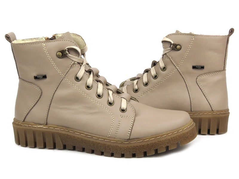 Dámské kožené boty zateplené vlnou - HELIOS Komfort 577W, cappuccino