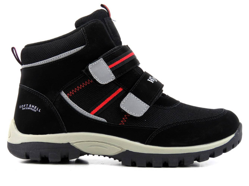 Trekingové boty, dětské zimní boty - WOJTYŁKO 21040 Softshell, černá