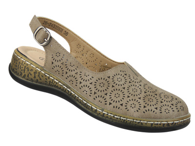 Pohodlné dámské polobotky Potocki 26-24325 khaki