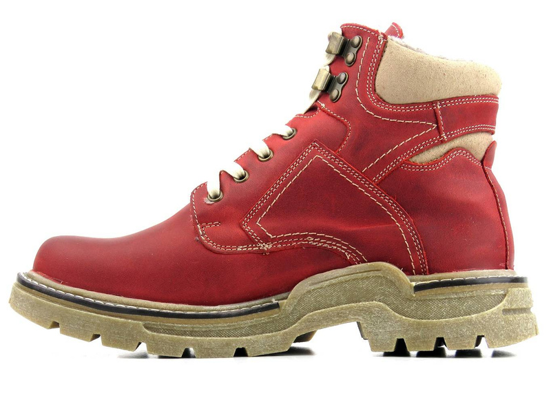 Pánské kožené boty zateplené vlnou - HELIOS Komfort 816, červené