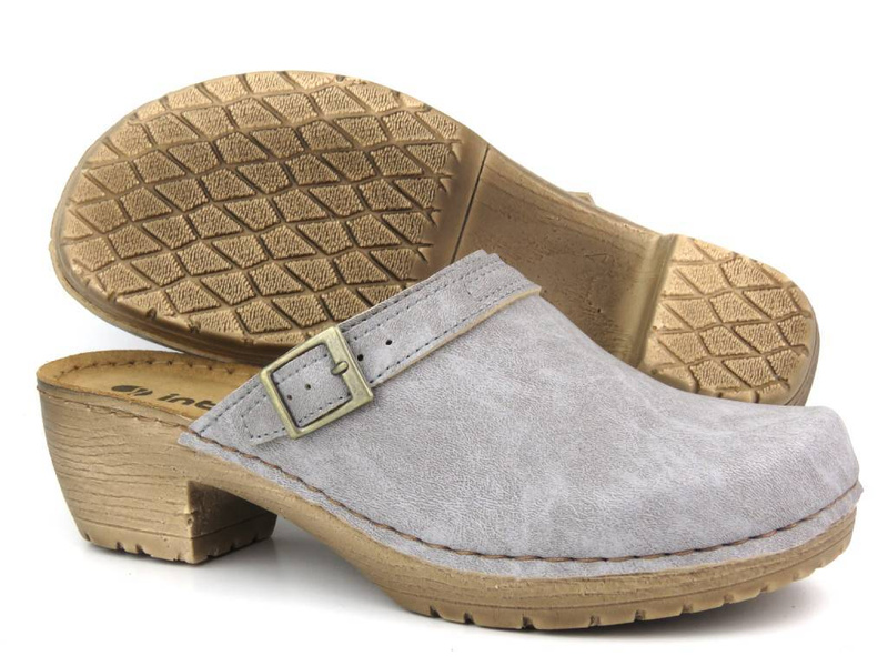 Dámské žabky, dřeváky na vysokém podpatku - INBLU BL-04, šedé