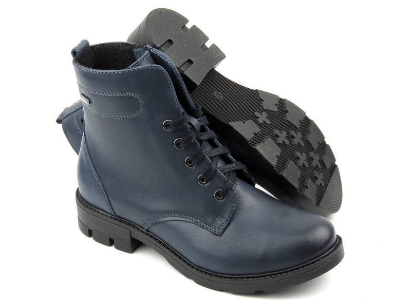 Kožené kozačky, dámské kozačky - HELIOS Komfort 532, tmavě modrá