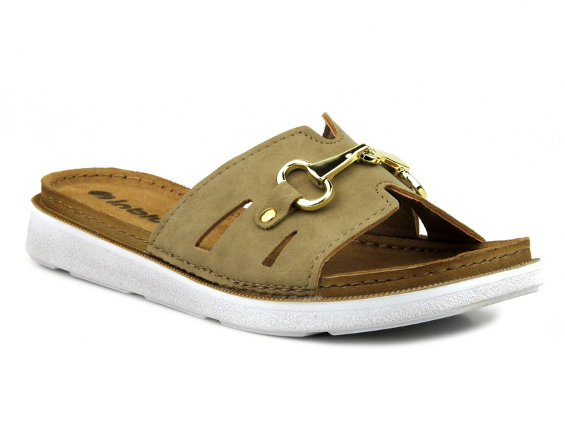 Dámské žabky s koženým vnitřkem - Inblu LA-02, béžová