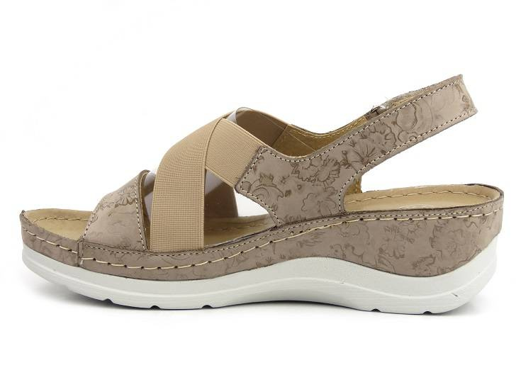 Pohodlné dámské sandály na klínku - HELIOS Komfort 100, béžová