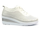Tenisky, dámské polobotky na platformě - Helios 1304.31, bílo-stříbrná barva