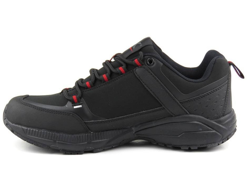 Nízké pánské trekingové kalhoty z materiálu SOFTSHELL - DK 1096, černá s červenou