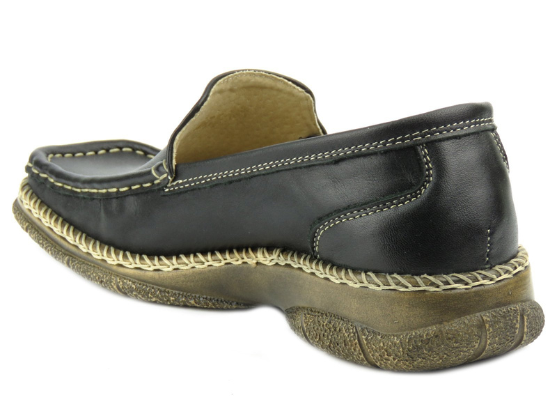 Dámské kožené mokasíny Helios 613, černé