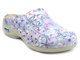 Pohodlné dámské kožené, zdravotní žabky - Nursing Care WG4AF18, fialové s květinami