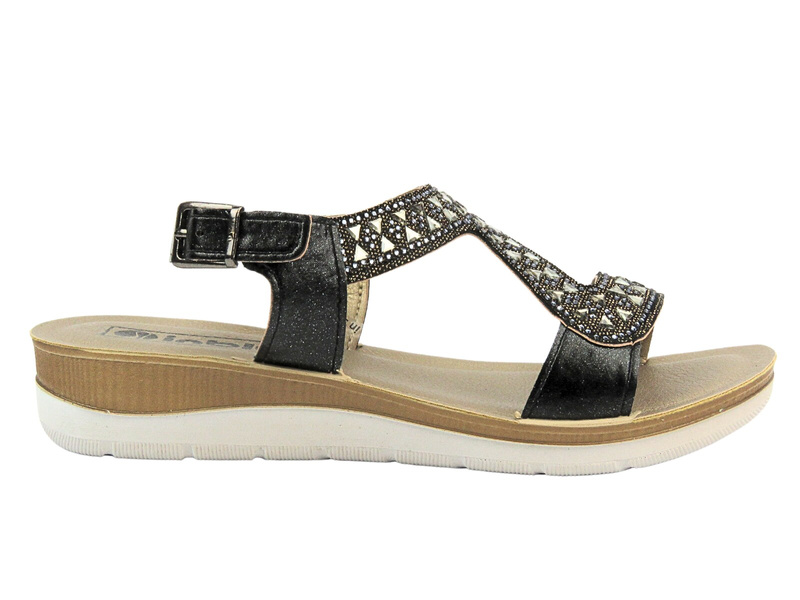 Dámské sandály s ozdobným svrškem - INBLU BV-33, černé