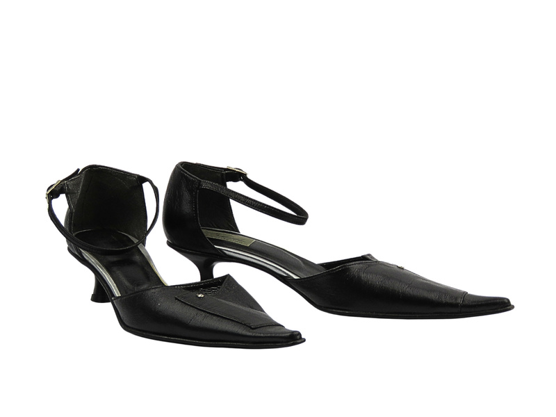 Kožené dámské lodičky na podpatku ELDA 409 černé