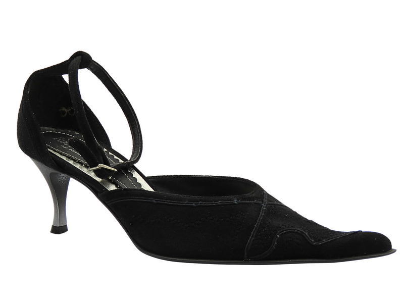 Černé lodičky na podpatku z přírodní kůže – Roberto Vitali 449N7 Vintage