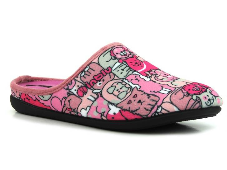 Dámské pantofle jako dárek - INBLU GF-12, růžové s pejsky