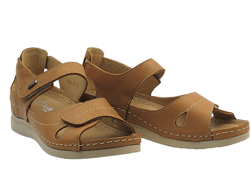Kožené dámské sandály hnědé HELIOS Komfort 139