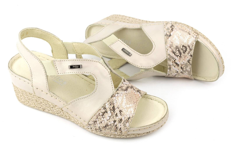Dámské sandály na klínku - Helios Komfort 108, zlaté