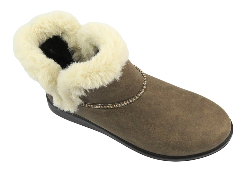 Dámské kozačky s ozdobným kožíškem - Inblu WG-60 Brown - nazouvací