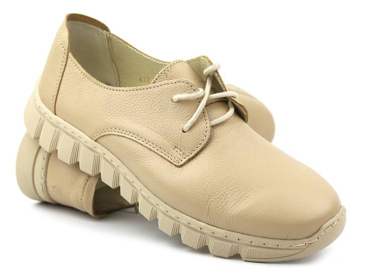 Lehké pohodlné dámské kožené boty - Helios Komfort 417, světle béžová