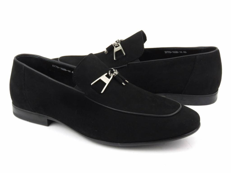 Semišové mokasíny, pánské boty JOHN DOUBARE D778-162B-18, černé