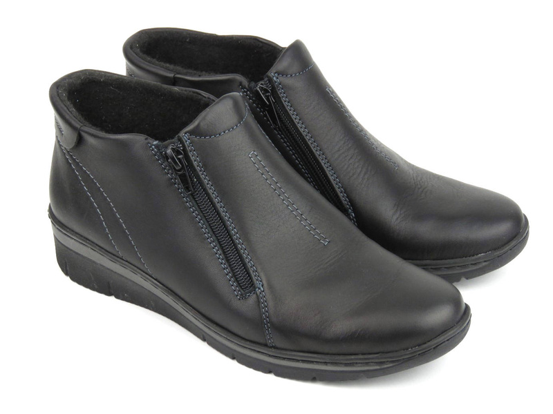 Dámské kotníkové boty na dva zipy - HELIOS Komfort 545-2, černé