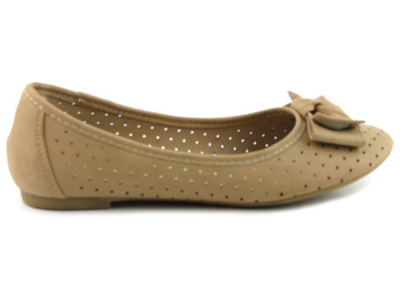 Prolamované dětské balerínky s mašlí - AMERICAN CLUB LC-01130626-1C, béžová