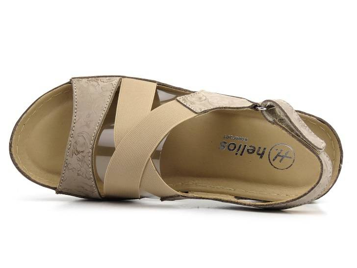 Pohodlné dámské sandály na klínku - HELIOS Komfort 100, béžová