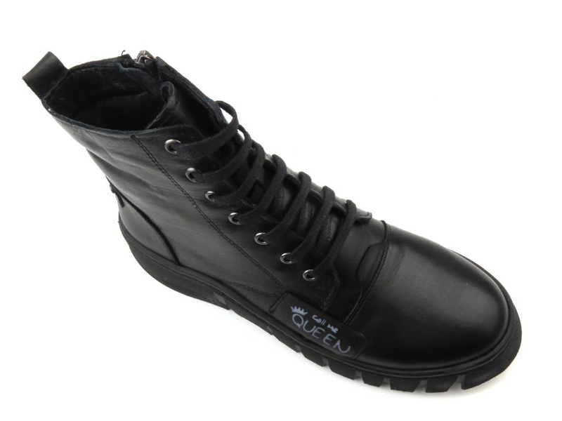 Dámské kožené kotníkové boty na platformě - VENEZIA 0242270, černé