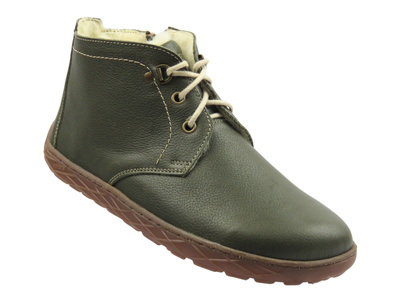 Dámské barefoot kotníkové boty Helios Komfort 501P, olivové, minimalistické