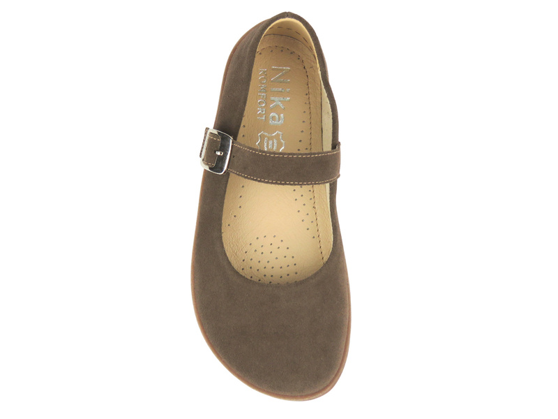 Dámské barefoot minimalistické kožené polobotky Nika Komfort 1445, hnědé