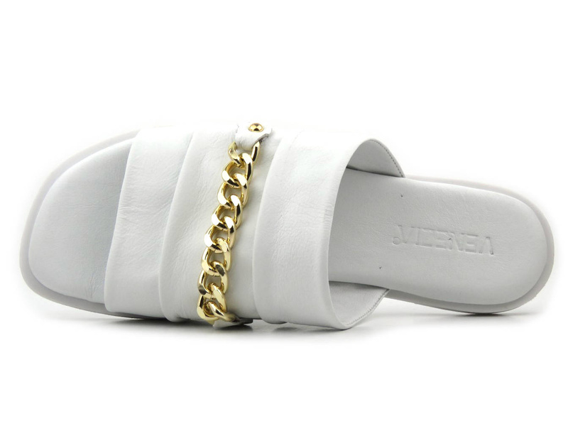 Dámské žabky se zlatým řetízkem - VENEZIA 267040, bílé