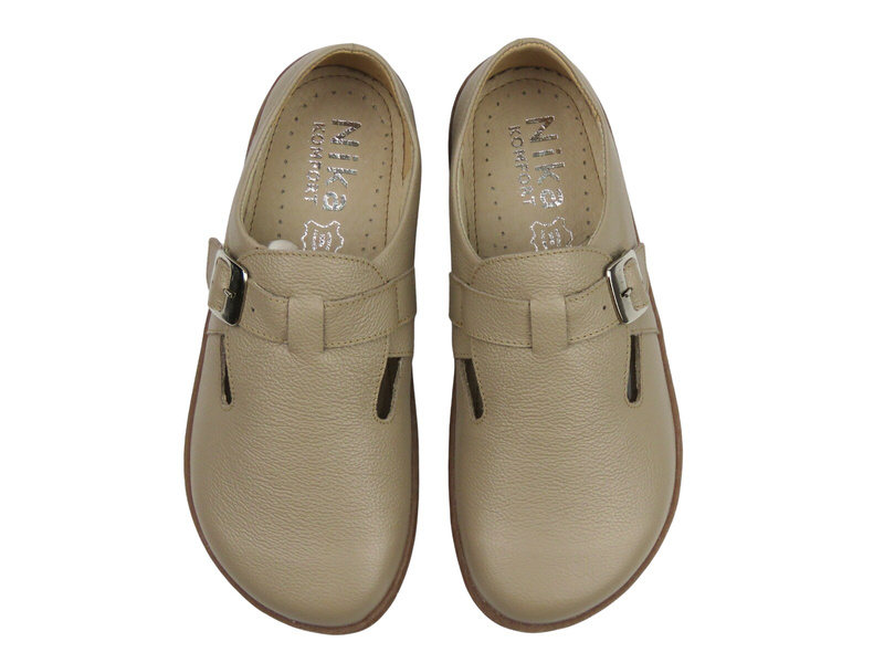Dámské barefoot kožené minimalistické polobotky béžové Nika Komfort 1453